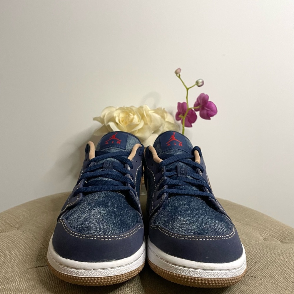 Air Jordan Low “Denim” Navy Blue Sneakers Size 6.5 Boys, Size 8.5 Women’s - Picture 2 of 16